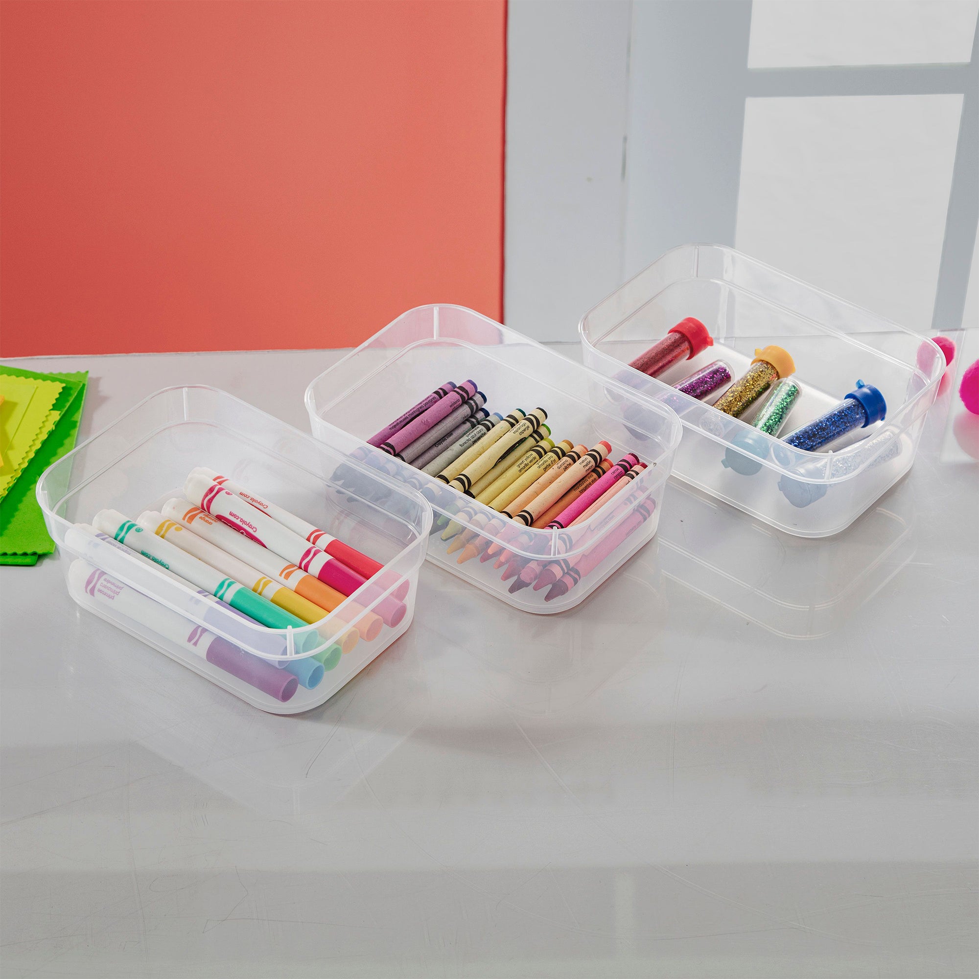 Sterilite Medium Storage Trays for Desktop and Drawer Organizing, Clear, 96 Pack