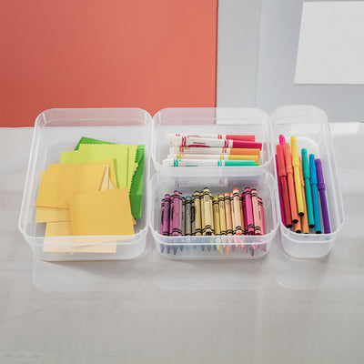 Sterilite Medium Storage Trays for Desktop and Drawer Organizing, Clear, 96 Pack