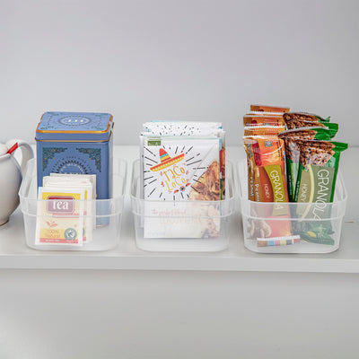 Sterilite Medium Storage Trays for Desktop and Drawer Organizing, Clear, 96 Pack