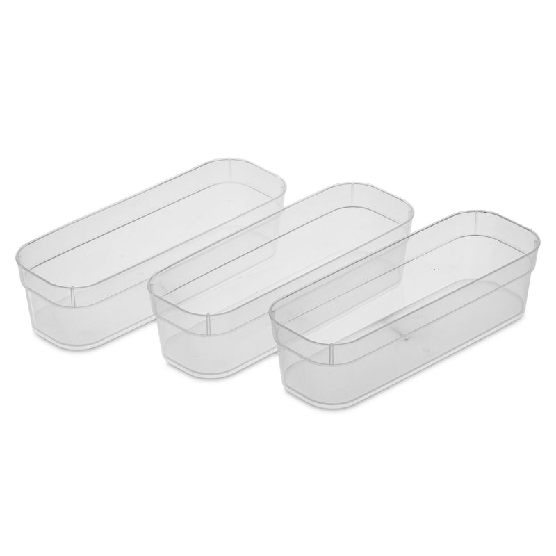 Sterilite Large Storage Trays for Desktop and Drawer Organizing, Clear, 24 Pack