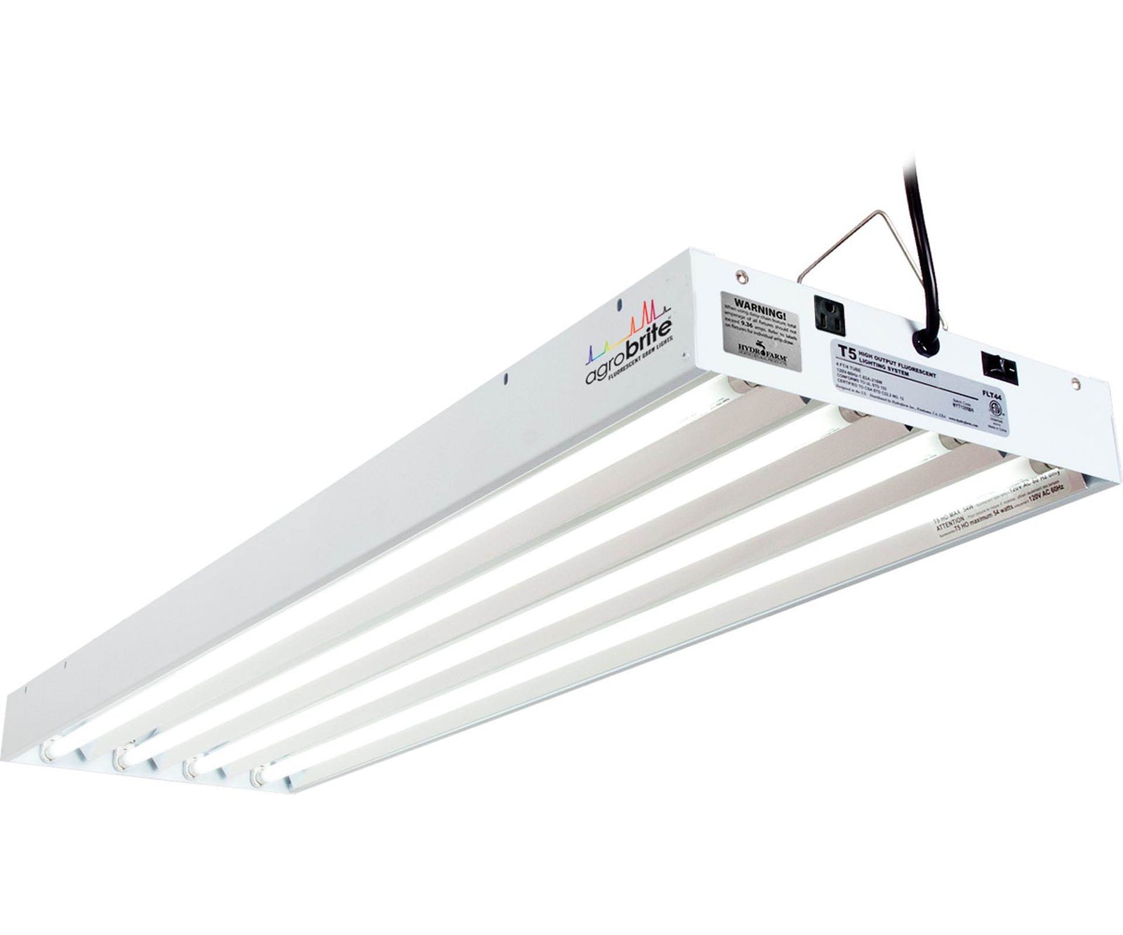 Hydrofarm FLT44 Agrobrite 4-Tube Hydroponic 4' Grow Light Fixture 216W w/ Bulbs - VMInnovations