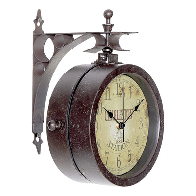 Infinity Instruments 8 Inch Charleston 2 Sided Outdoor Wall Clock & Thermometer
