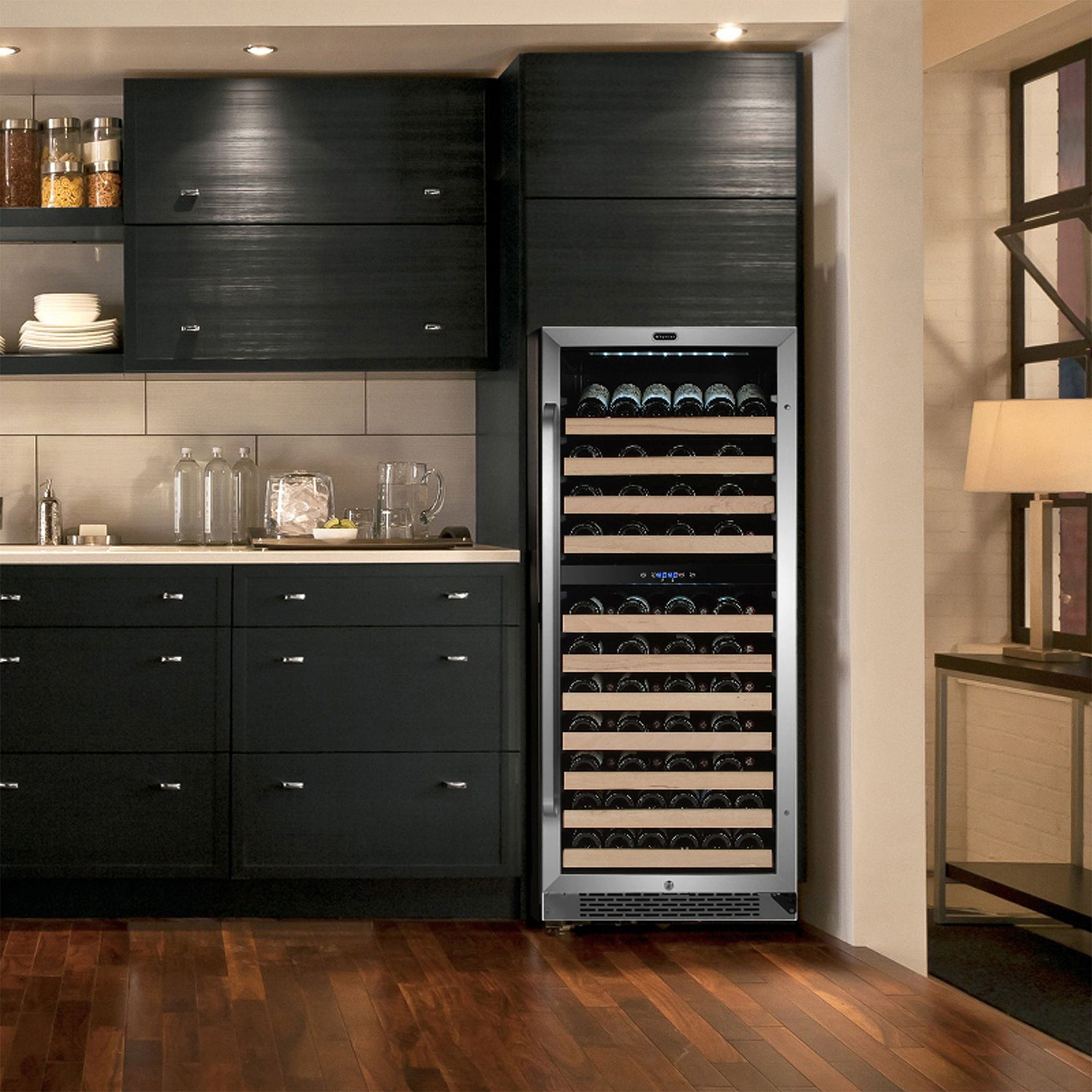 Whynter 92 Bottle 6 Shelf Stand Alone Zone Wine Refrigerator, Stainless Steel