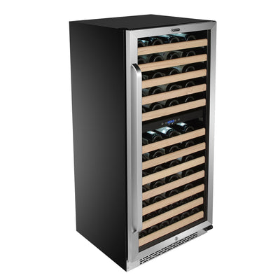 Whynter 92 Bottle 6 Shelf Stand Alone Zone Wine Refrigerator, Stainless Steel