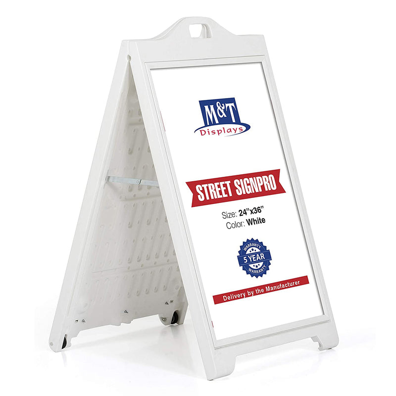 M&T Displays 24x36" A Frame Double Sided Sidewalk Frame Board, White (Open Box)