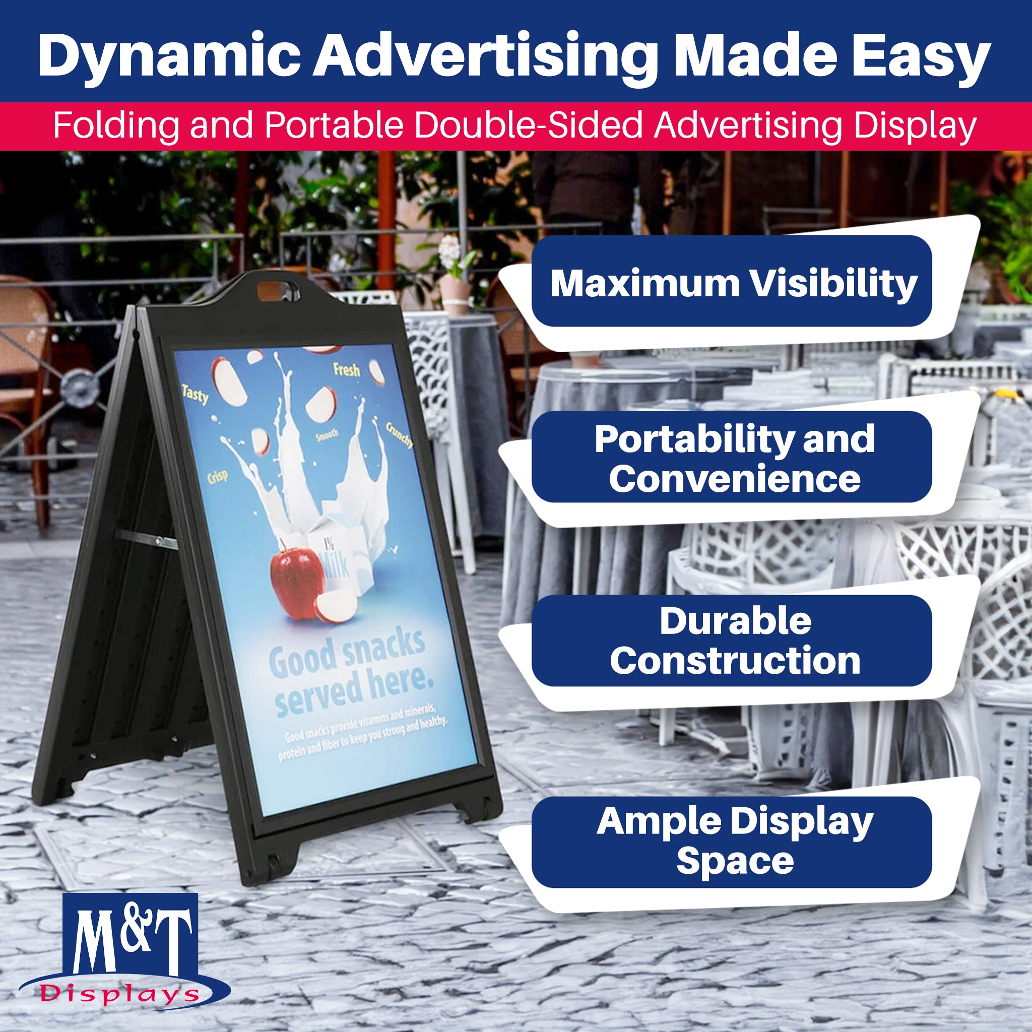 M&T Displays 24"x36" A Frame Double Sided Sidewalk Frame Board, Black (Used) - VMInnovations