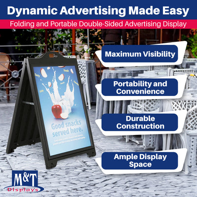 M&T Displays 24"x36" A Frame Double Sided Sidewalk Frame Board, Black (Used) - VMInnovations