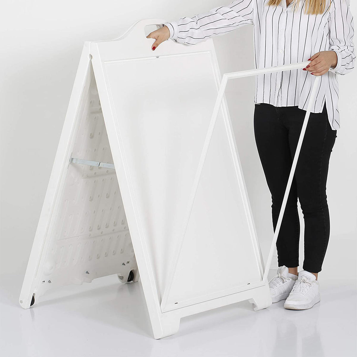 M&T Displays 24 x 36 In SignPro A Frame Double Sided Sidewalk Frame Board, White