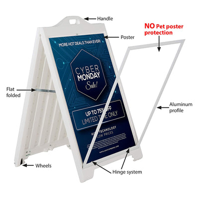 M&T Displays 24 x 36 In SignPro A Frame Double Sided Sidewalk Frame Board, White