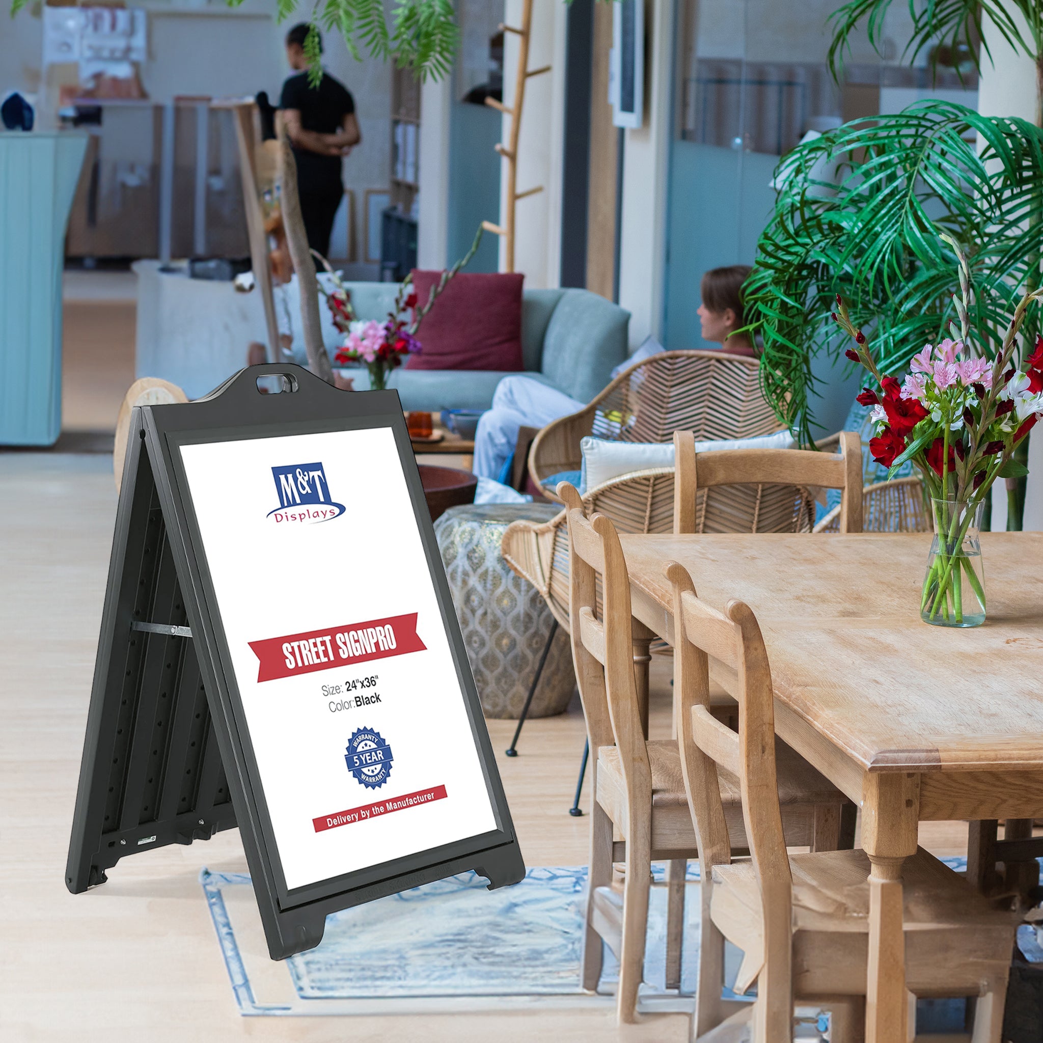 M&T Displays 24"x36" A Frame Double Sided Sidewalk Frame Board, Black (Used) - VMInnovations