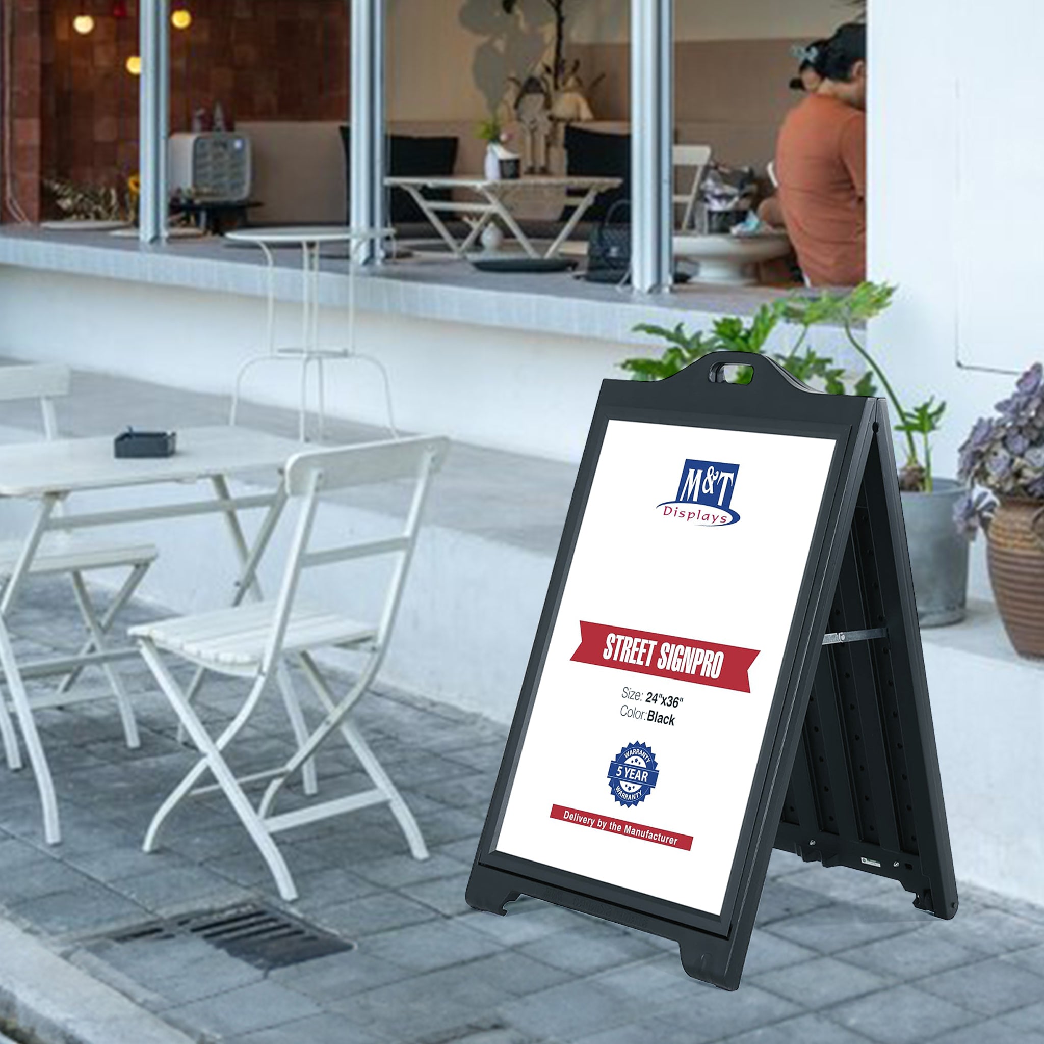 M&T Displays 24"x36" A Frame Double Sided Sidewalk Frame Board, Black (Used) - VMInnovations