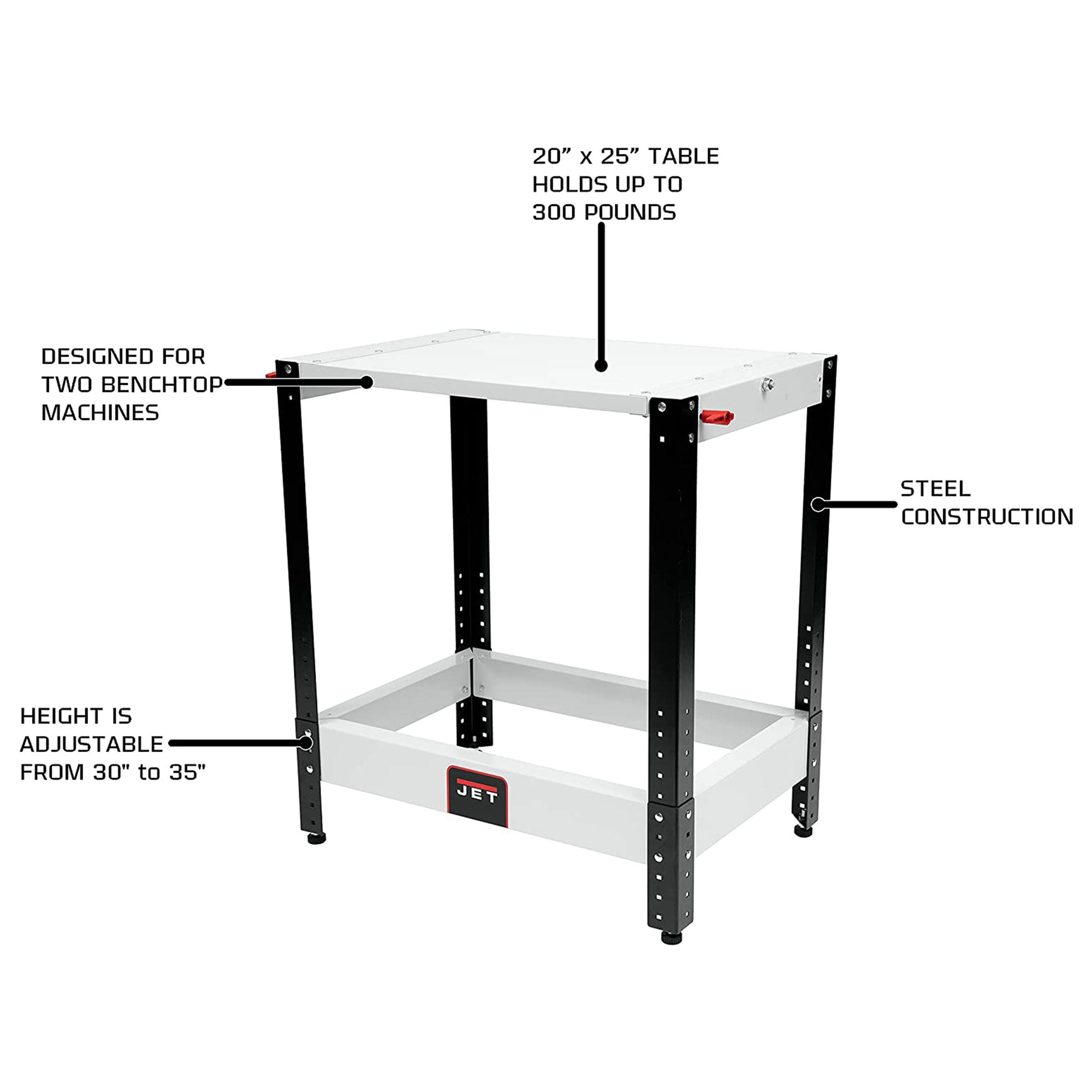 JET Flip Top Table for Benchtop Machines w/ 20 Inch L x 25 Inch W Work Surface