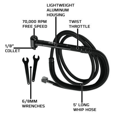 JET 505411 JAT 411 0.12 Inch Right Angle Pencil Die Grinder with 5 Foot Hose - VMInnovations
