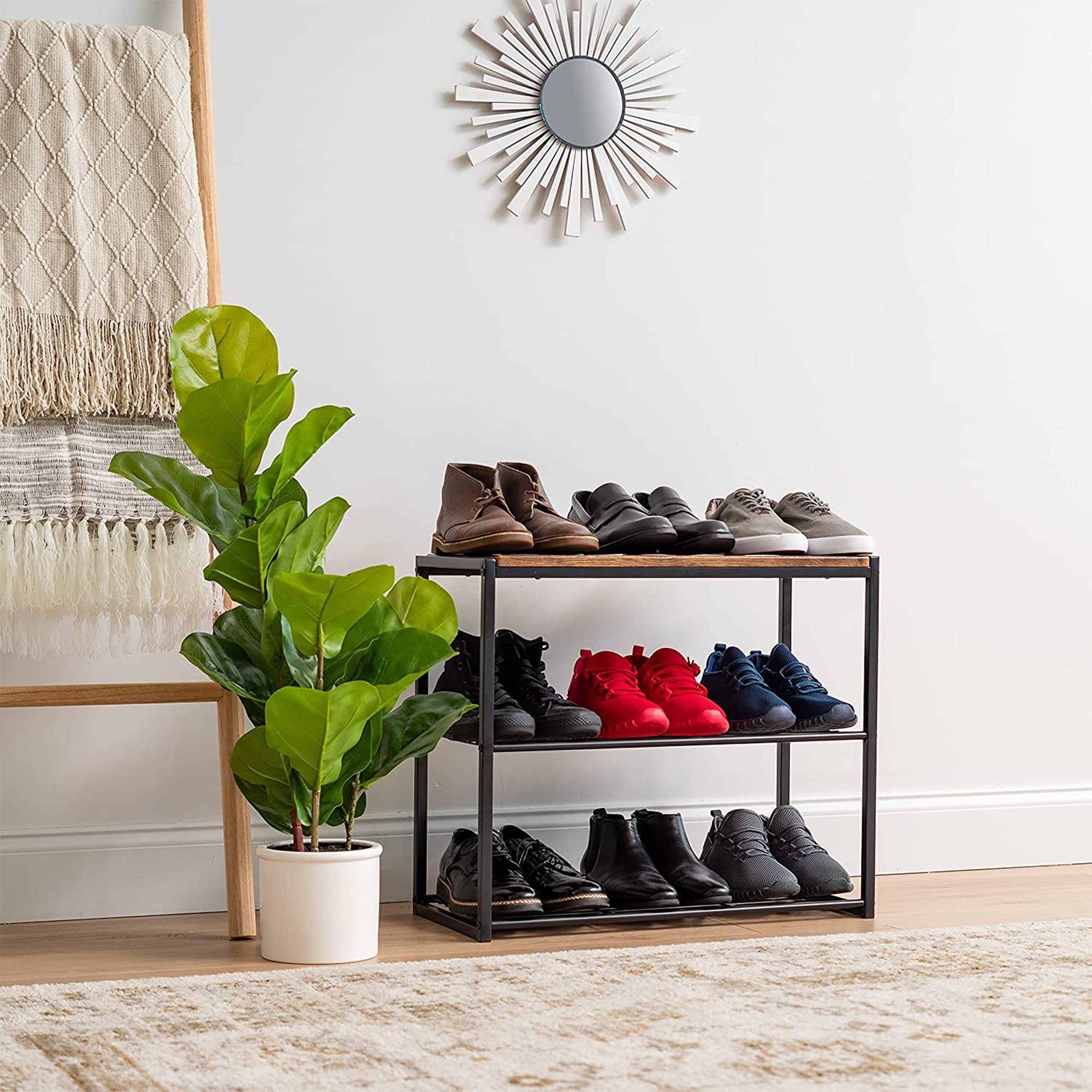 IRIS USA Stackable 3 Level Shoe Storage Bench for Closet, Entryway (Open Box)