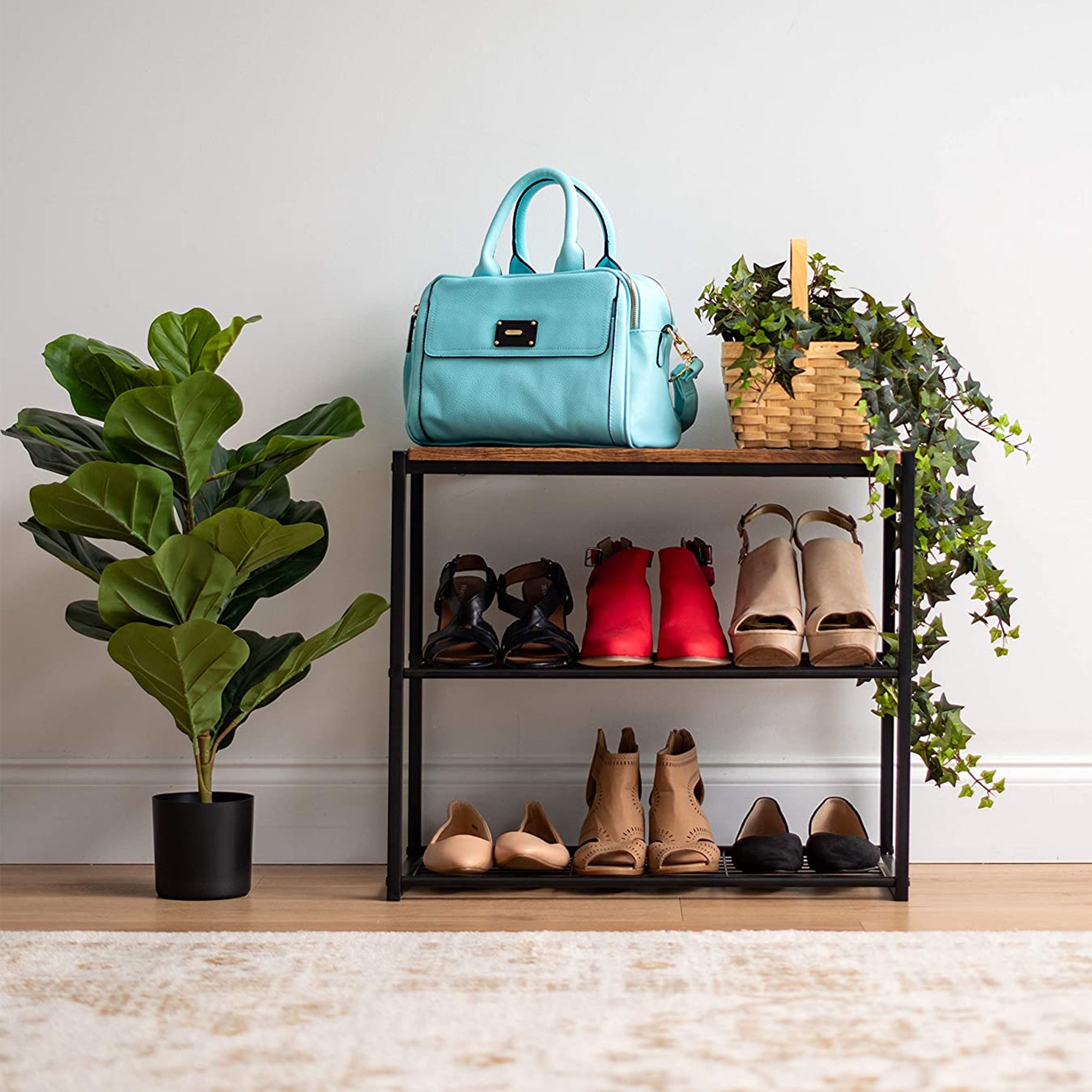 IRIS USA Stackable 3 Level Shoe Storage Bench for Closet, Entryway (Open Box)