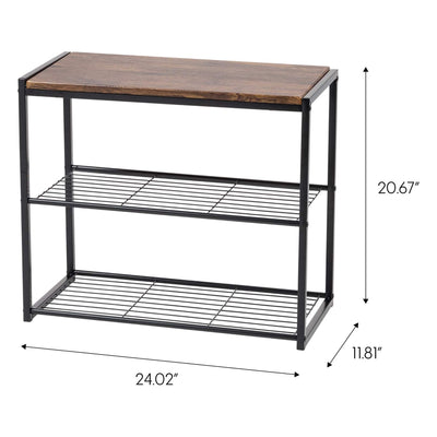 IRIS USA Stackable 3 Level Shoe Storage Bench for Closet, Entryway (Open Box)