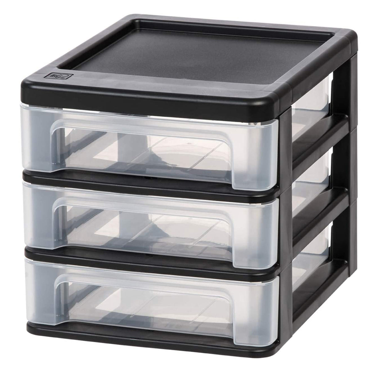 IRIS USA Compact 3 Drawer Plastic Desktop Organizer, Black (2 Pack) (Used)