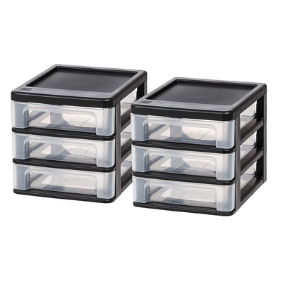 Compact 3 Drawer Plastic Desktop Storage Organizer,  (2 Pack) (Open Box)