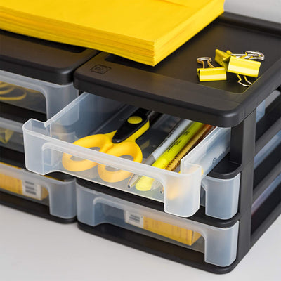Compact 3 Drawer Plastic Desktop Storage Organizer,  (2 Pack) (Open Box)