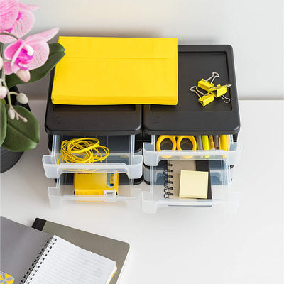 Compact 3 Drawer Plastic Desktop Storage Organizer,  (2 Pack) (Open Box)
