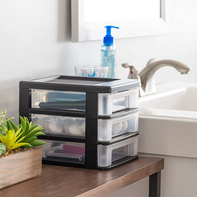 Compact 3 Drawer Plastic Desktop Storage Organizer,  (2 Pack) (Open Box)