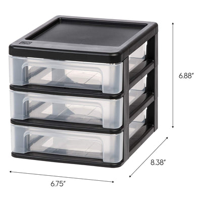 Compact 3 Drawer Plastic Desktop Storage Organizer,  (2 Pack) (Open Box)