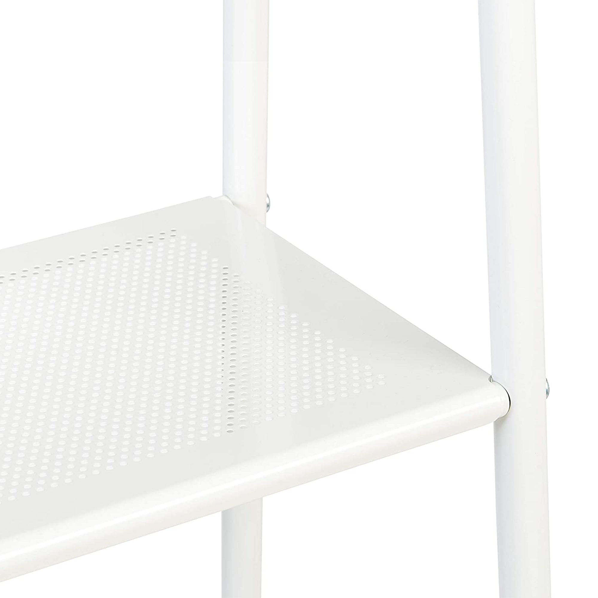 IRIS Freestanding 5 Foot Tall Metal Garment Rack with 4 Mesh Shelves, White