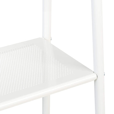 IRIS Freestanding 5 Foot Tall Metal Garment Rack with 4 Mesh Shelves, White