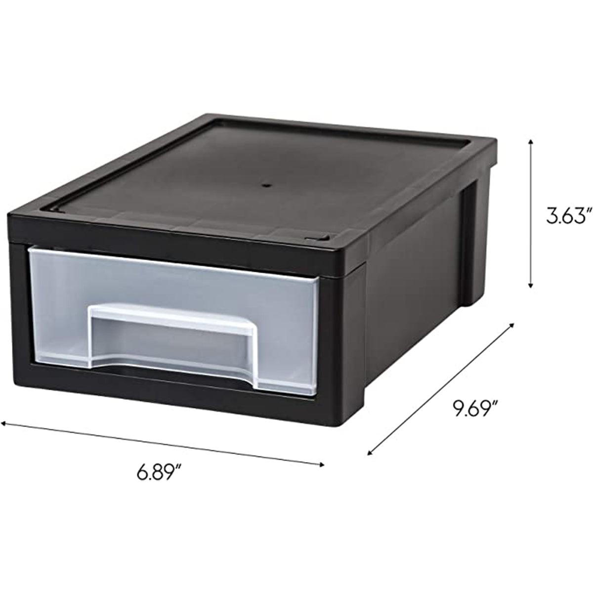 IRIS Plastic Clear Front Desktop Stacking Drawers w/ Rubber Feet, 6 Pack, Black