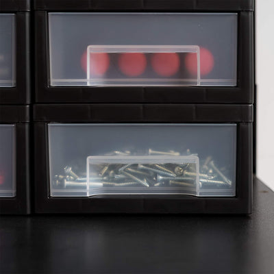 IRIS Plastic Clear Front Desktop Stacking Drawers w/ Rubber, 6 Pack, (Open Box)