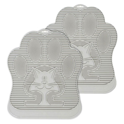 Omega Paw Paw Cleaning Cat Litter Box Mat for Floor and Carpet, Grey (2 Pack) - VMInnovations