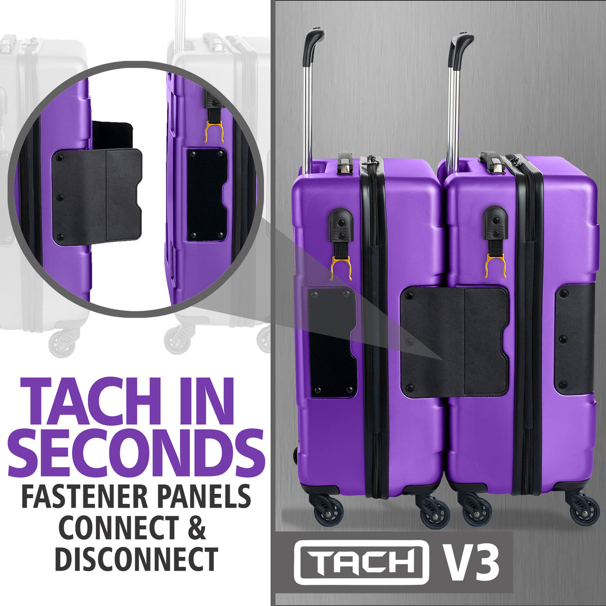 TACH V3.1 Connectable Hard Shell Carry On Spinner Suitcase Luggage Bag, Purple