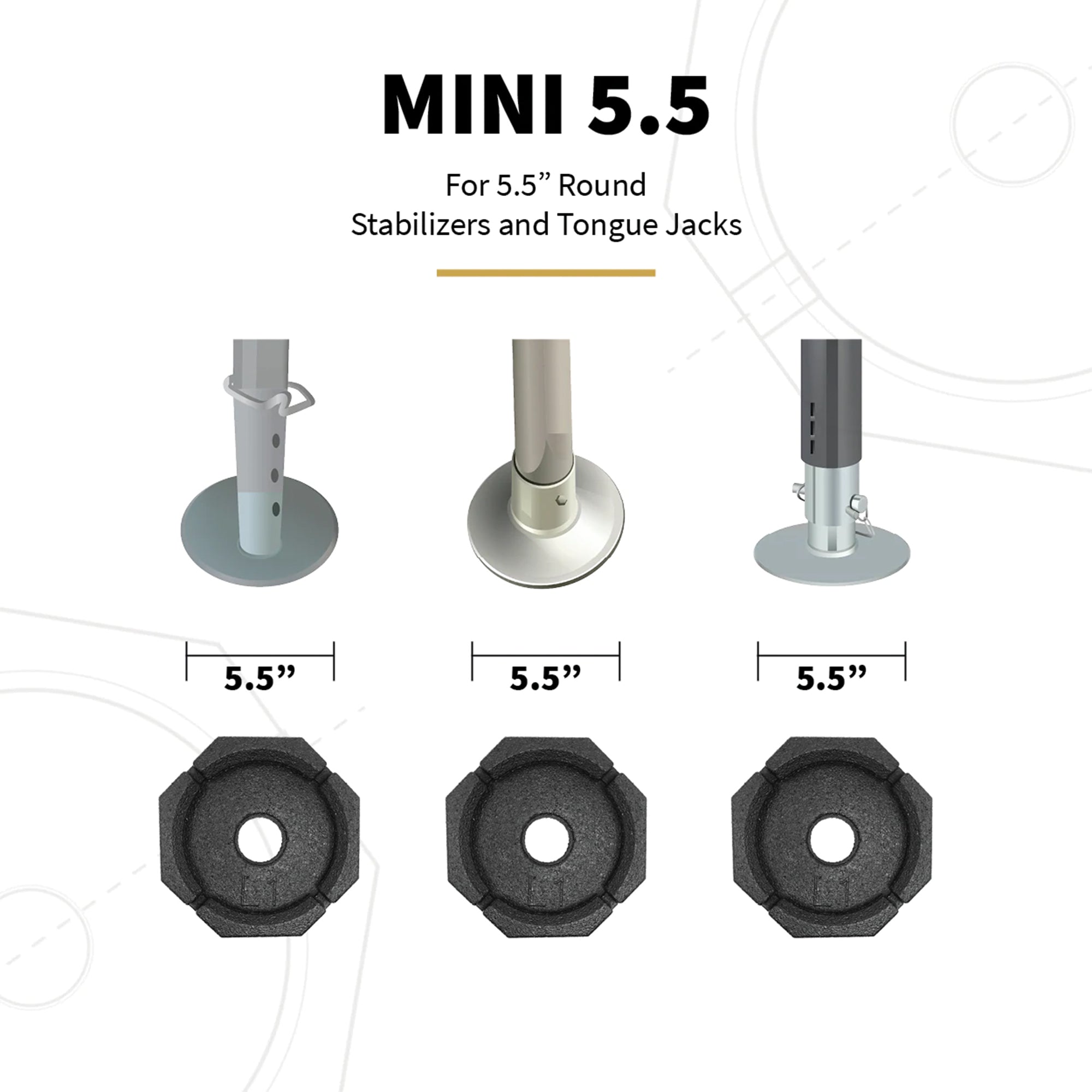 SnapPad Mini 5.5 Inch Permanent Rubber Truck Camper Leveling Jack Pads (4 Pack) - VMInnovations