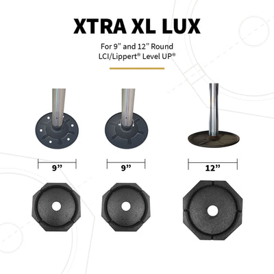 SnapPad XTRA XL Lux 9 Inch and 12 Inch Rubber Round Leveling Jack Pads (6 Pack) - VMInnovations
