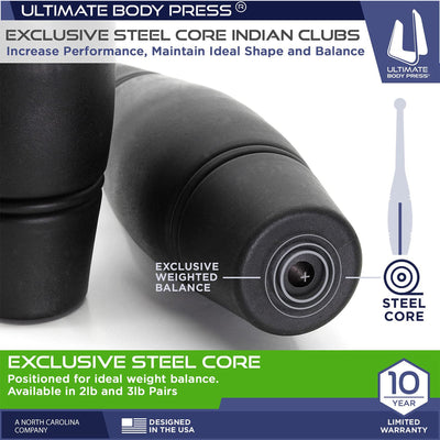 Ultimate Body Press ICSC-2 Strength Training Steel Core Power Clubs, 2lb Pair