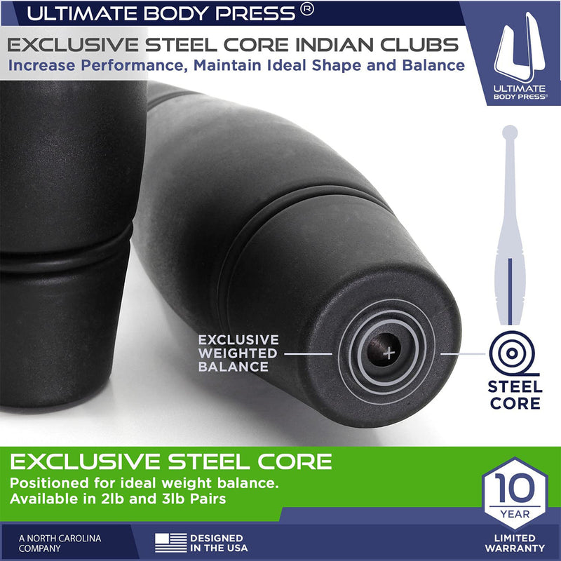 Ultimate Body Press ICSC-2 Strength Training Steel Core Power Clubs, 2lb Pair
