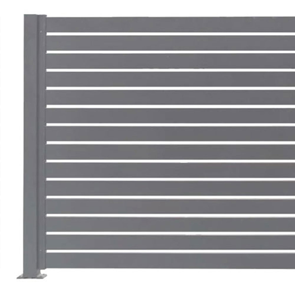 Stratco 71 x 94" Slat Gate Fencing, Gray, w/ 95" 1 Way Fence Post, Gray, 2 Pack