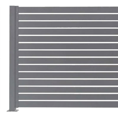 Stratco 71 x 94" Slat Gate Fencing, Gray, w/ 95" 1 Way Fence Post, Gray, 2 Pack