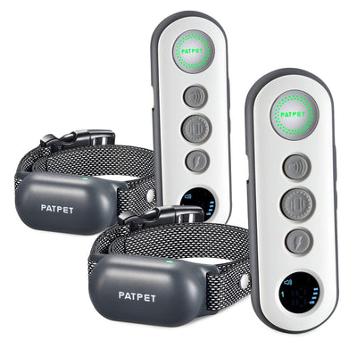 PATPET 680A Rechargeable Waterproof Shock Collar for All Dog Sizes (2 Pack)