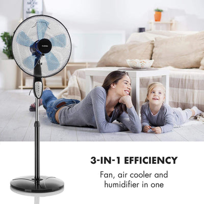 Klarstein Summerjam 3 Speed Adjustable Height Oscillating Pedestal Fan, Black