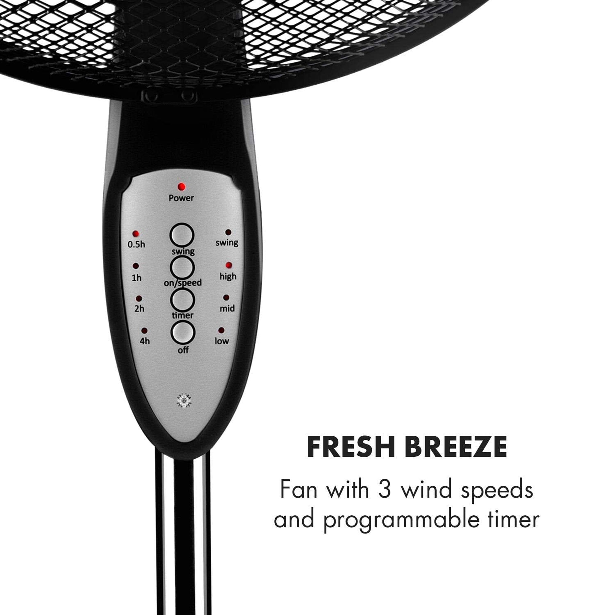 Klarstein Summerjam 3 Speed Adjustable Height Oscillating Pedestal Fan, Black