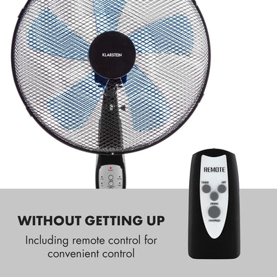 Klarstein Summerjam 3 Speed Adjustable Height Oscillating Pedestal Fan, Black