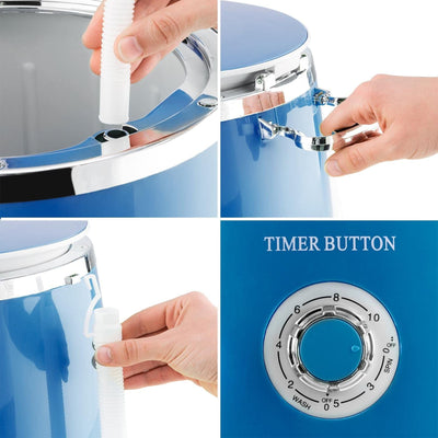 OneConcept Ecowash Pico Portable Compact Mini Top Loading Washing Machine, Blue