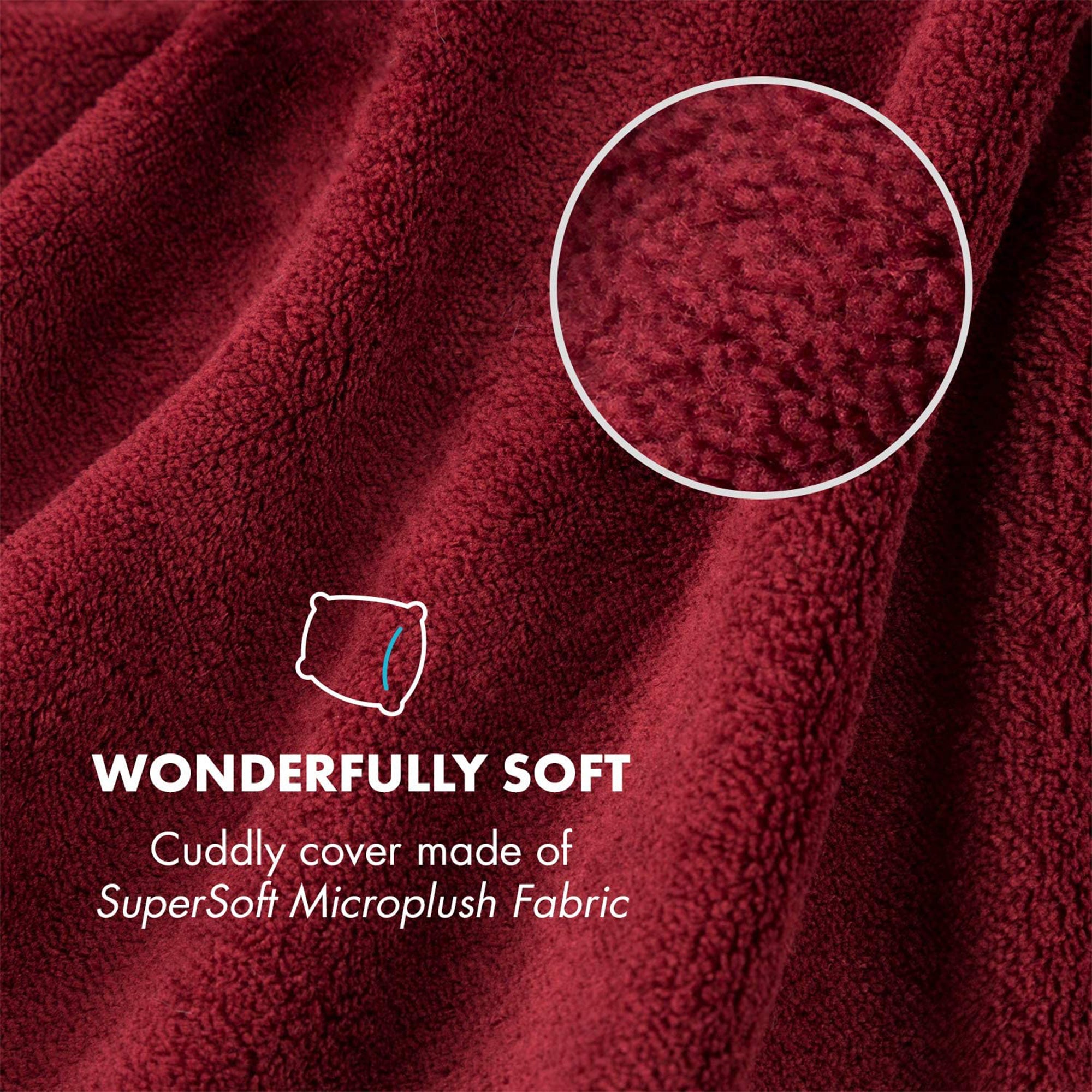 Klarstein Dr Watson 70" x 50" Electric Heated Plush Blanket, 3 Settings, Red