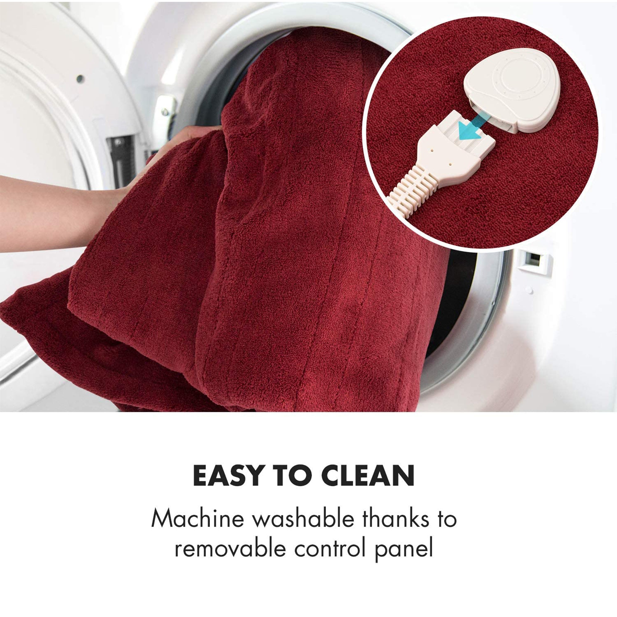Klarstein Dr Watson 70" x 50" Electric Heated Plush Blanket, 3 Settings, Red