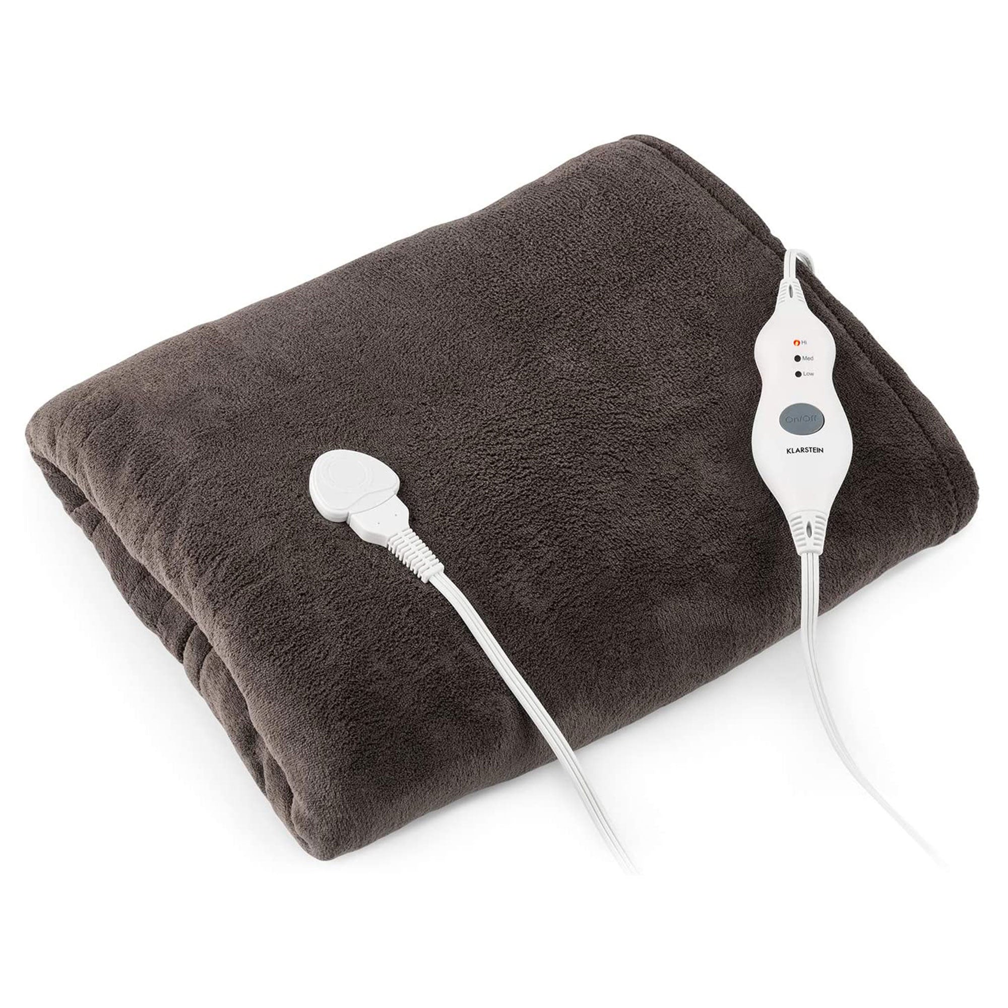 KLARSTEIN Dr Watson 70" x 50" Electric Heated Plush Blanket, 3 Settings, Brown