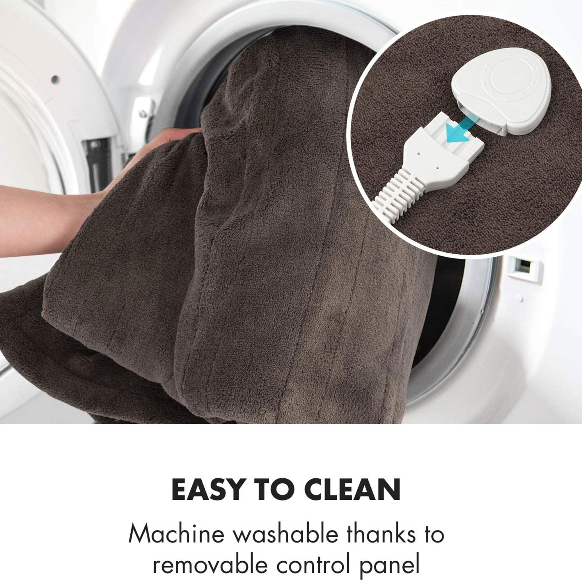 KLARSTEIN Dr Watson 70" x 50" Electric Heated Plush Blanket, 3 Settings, Brown