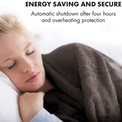 KLARSTEIN Dr Watson 70" x 50" Electric Heated Plush Blanket, 3 Settings, Brown