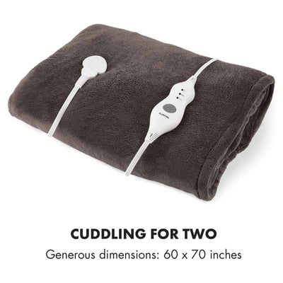 KLARSTEIN Dr Watson 70" x 50" Electric Heated Plush Blanket, 3 Settings, Brown