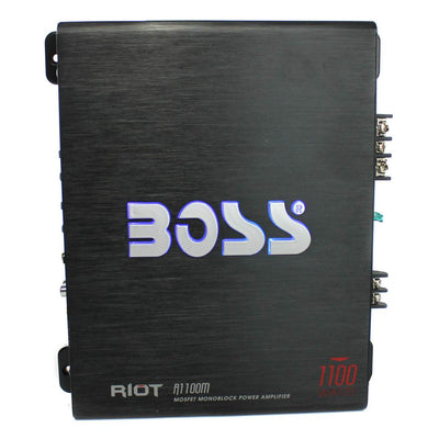 Boss Riot 1100 W Monoblock Class A/B Car Audio Amplifier+Bass Remote (Open Box)